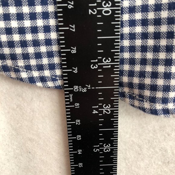 Chaps Men's Size Large Storm Blue White Checkered Long Sleeve Button Down Shirt - Picture 6 of 11